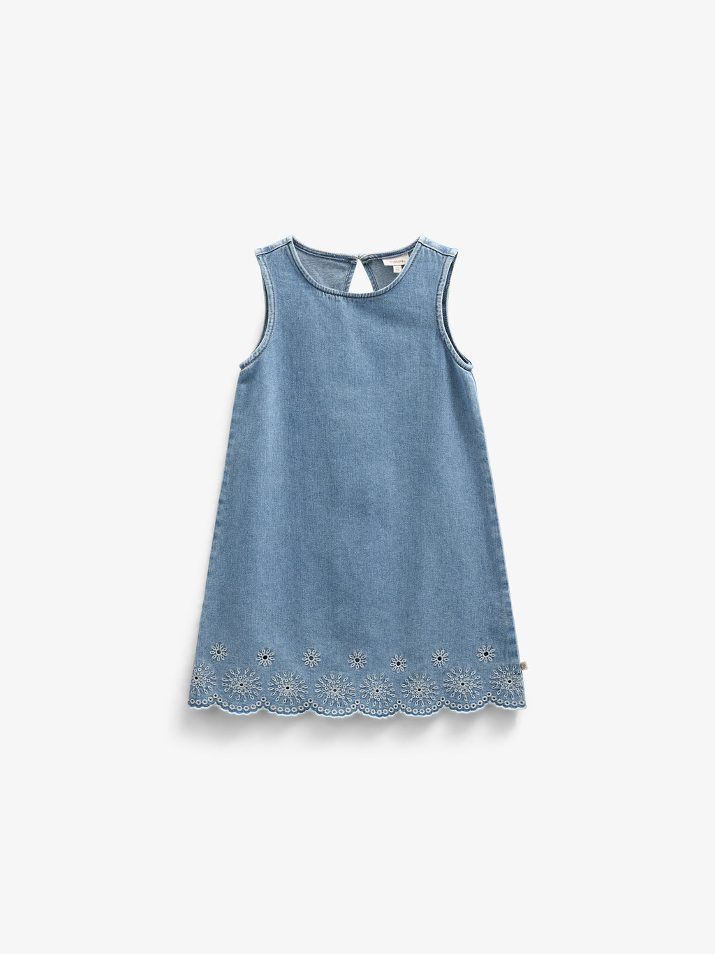 Embroidered Denim Mini Dress - Kids - Light Blue Denim