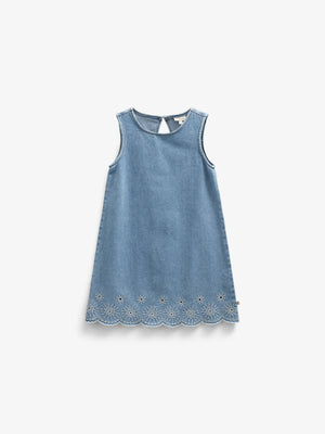 Embroidered Denim Mini Dress - Tween - Light Blue Denim | 101019 Vera