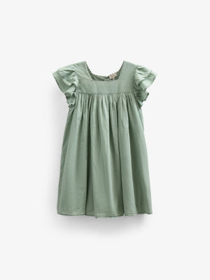 Cotton Dress with Ric Rac Frill - Kids - Dusty Green | 101035 Alma