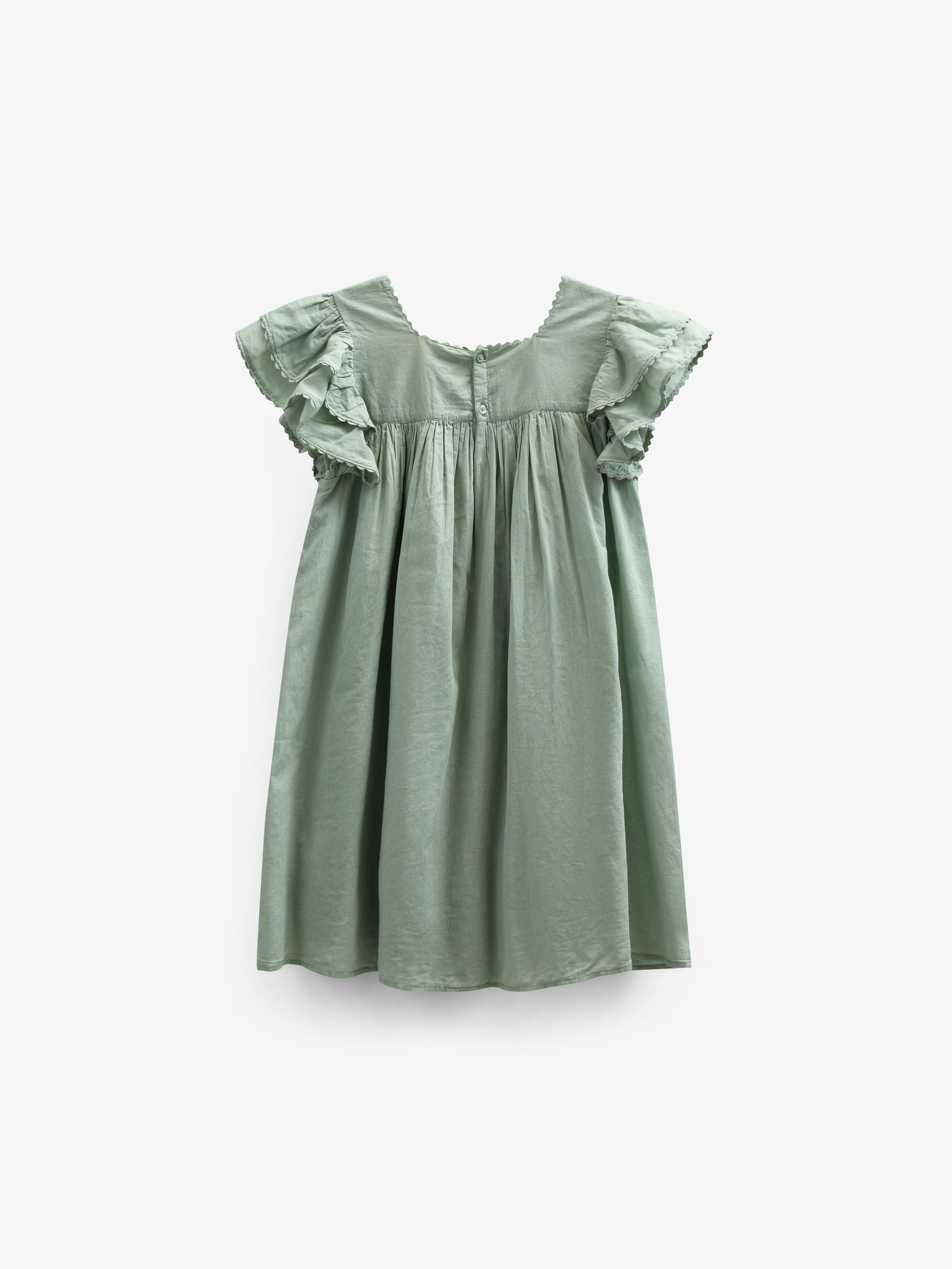 Cotton Dress with Ric Rac Frill - Tween - Dusty Green | 101066 Alma