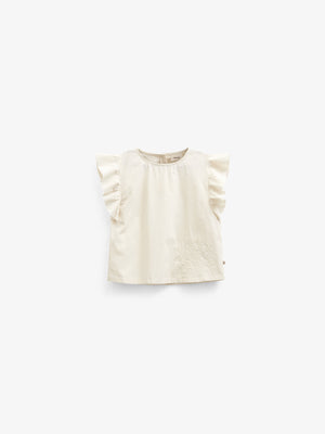 Poplin Blouse with Embroidery - Kids - Offwhite | 101043 Barbara