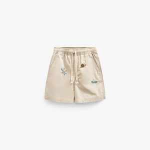 Embroidered Cotton Shorts - Kids - Light Beige | 101063 Erik