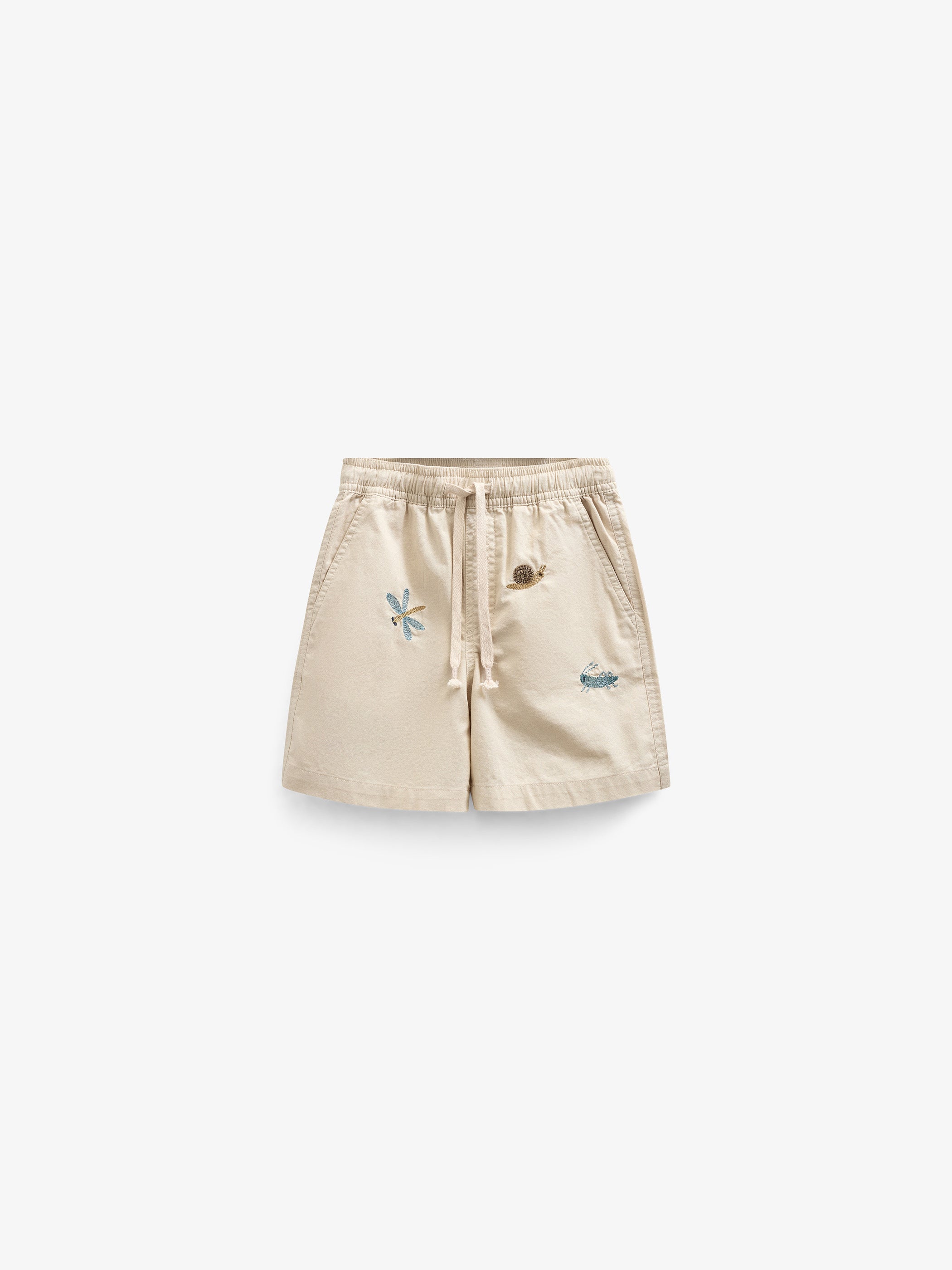 Embroidered Cotton Shorts - Kids - Light Beige | 101063 Erik