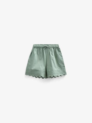 Poplin Shorts with Scallop Edge - Tween - Dusty Green | 101076 Joy