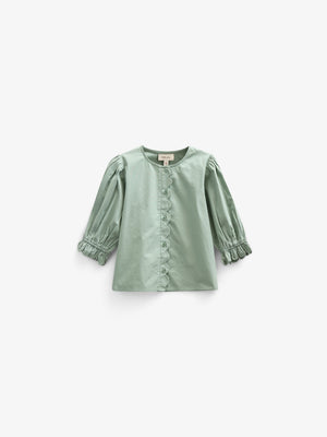 Poplin Blouse with Scallop Edge - Kids - Dusty Green | 101047 Joy
