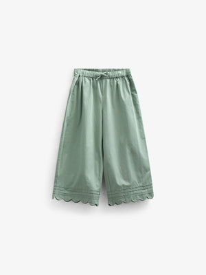 Poplin Trouser with Scallop Edge - Tween - Dusty Green | 101080 Joy