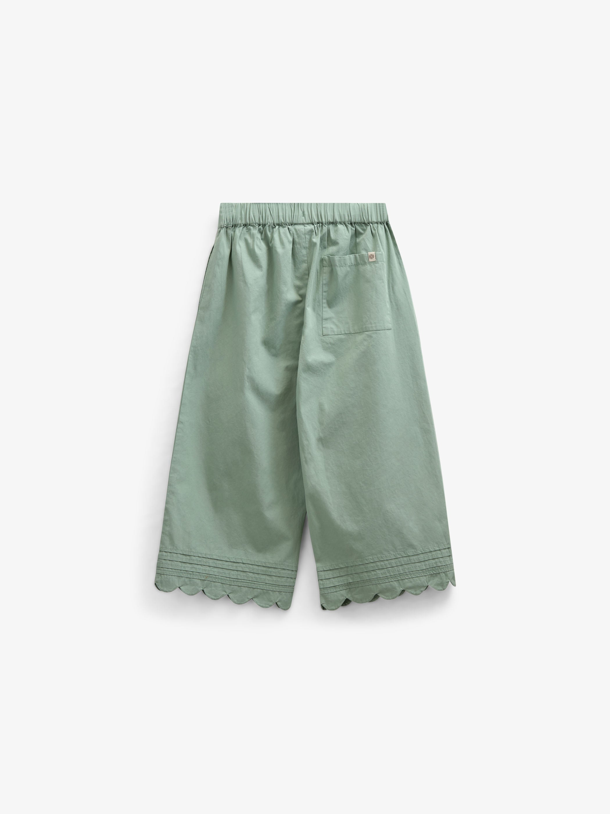 Poplin Trouser with Scallop Edge - Kids - Dusty Green | 101049 Joy