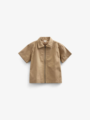 Canvas Shirt Jacket with Zipper - Kids - Khaki | 101124 Isack