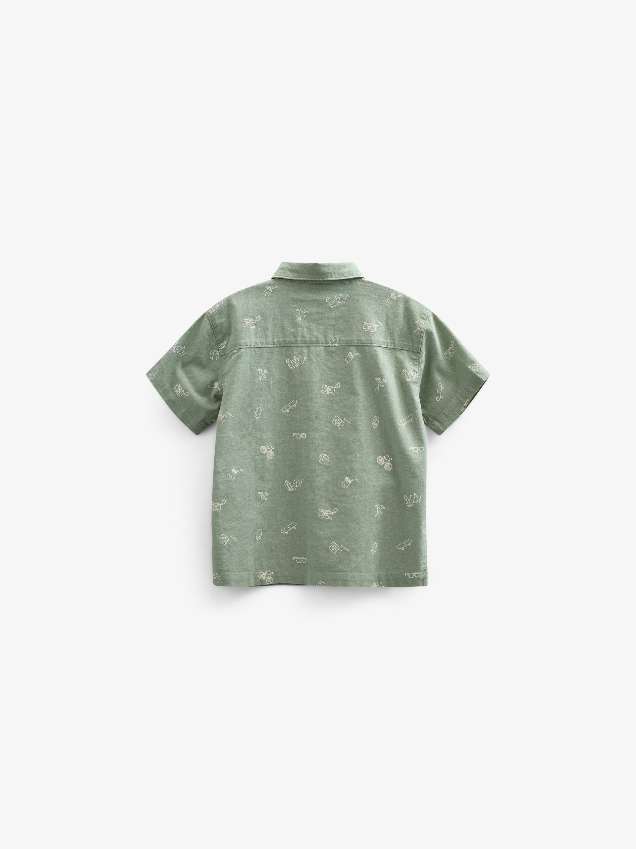 Printed Linen Mix Shirt - Tween - Dusty Green | 101166 William