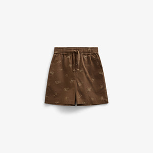 Printed Linen Mix Shorts - Kids - Dark Brown | 101171 William