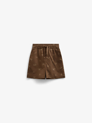 Printed Linen Mix Shorts - Tween - Dark Brown | 101172 William