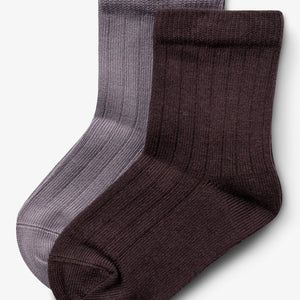 Socks 2-pack - Little - Dusty Purple/Dark Purple