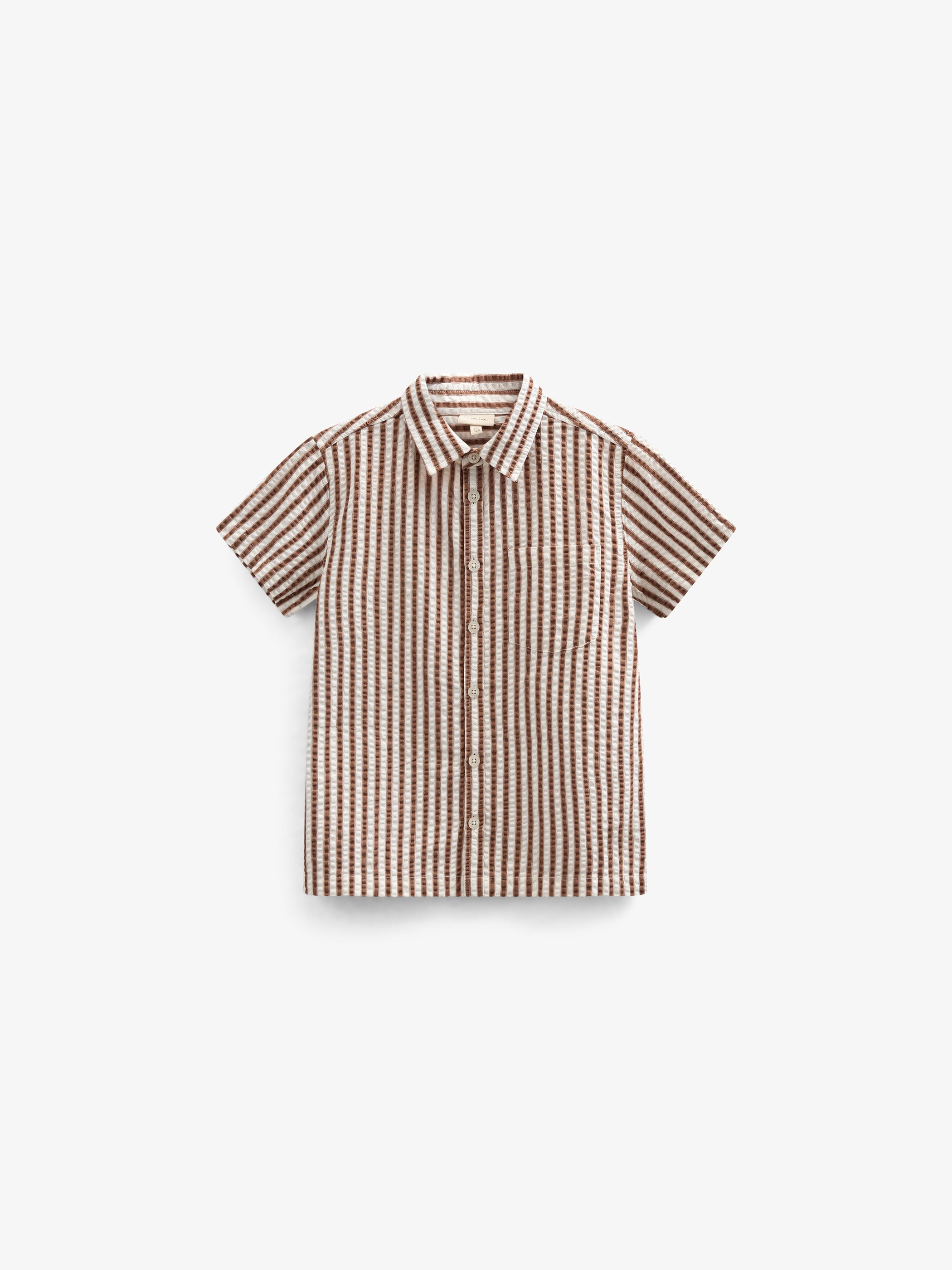 Striped Seersucker Shirt - Kids - Brown | 101185 Frank