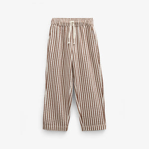 Striped Seersucker Trousers - Kids - Brown | 101189 Frank