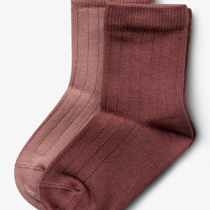 Socks 2-pack - Little - Dusty Rose/Dark Rose