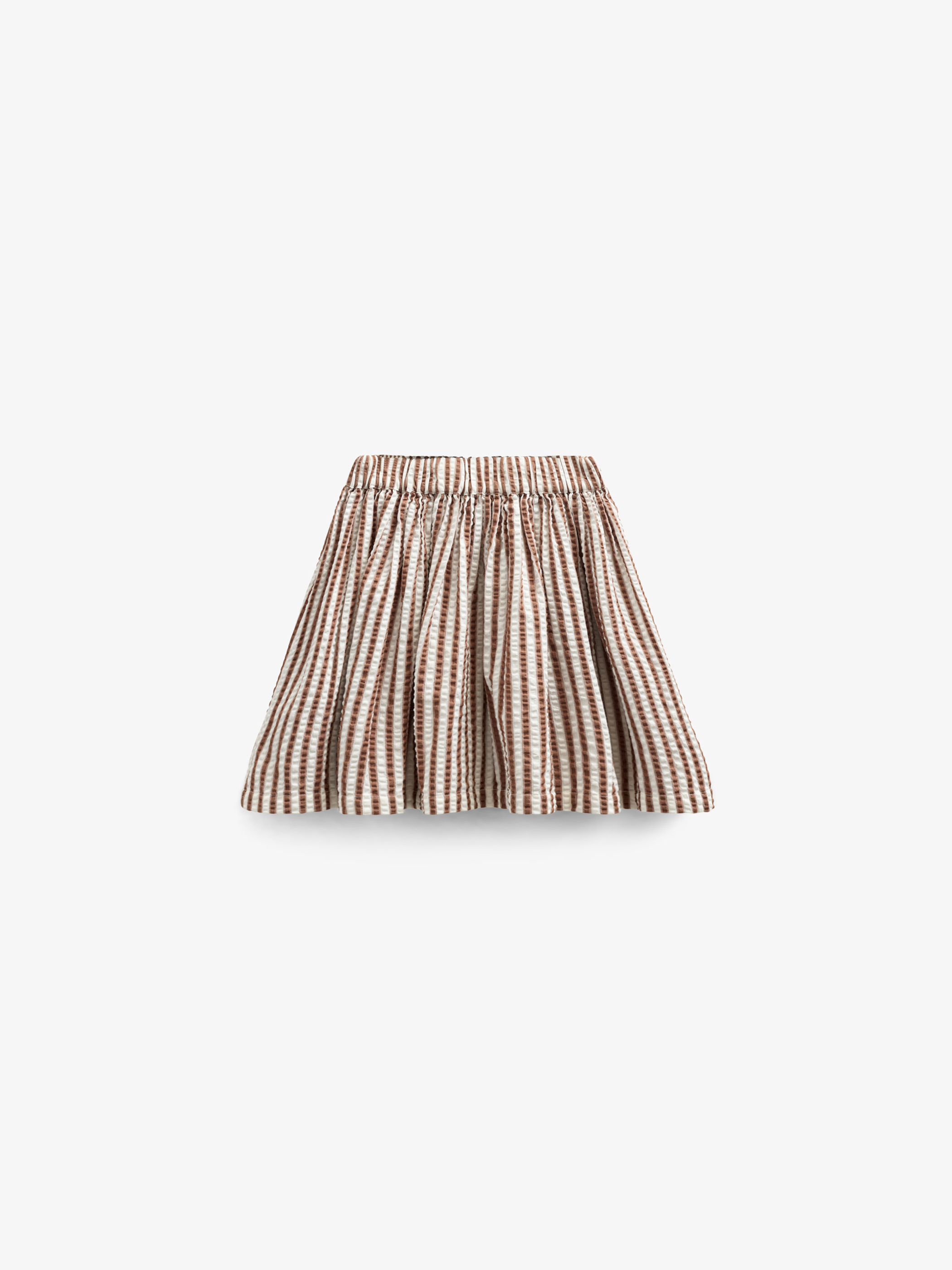 Striped Seersucker Skirt - Kids - Brown | 101193 Nadia