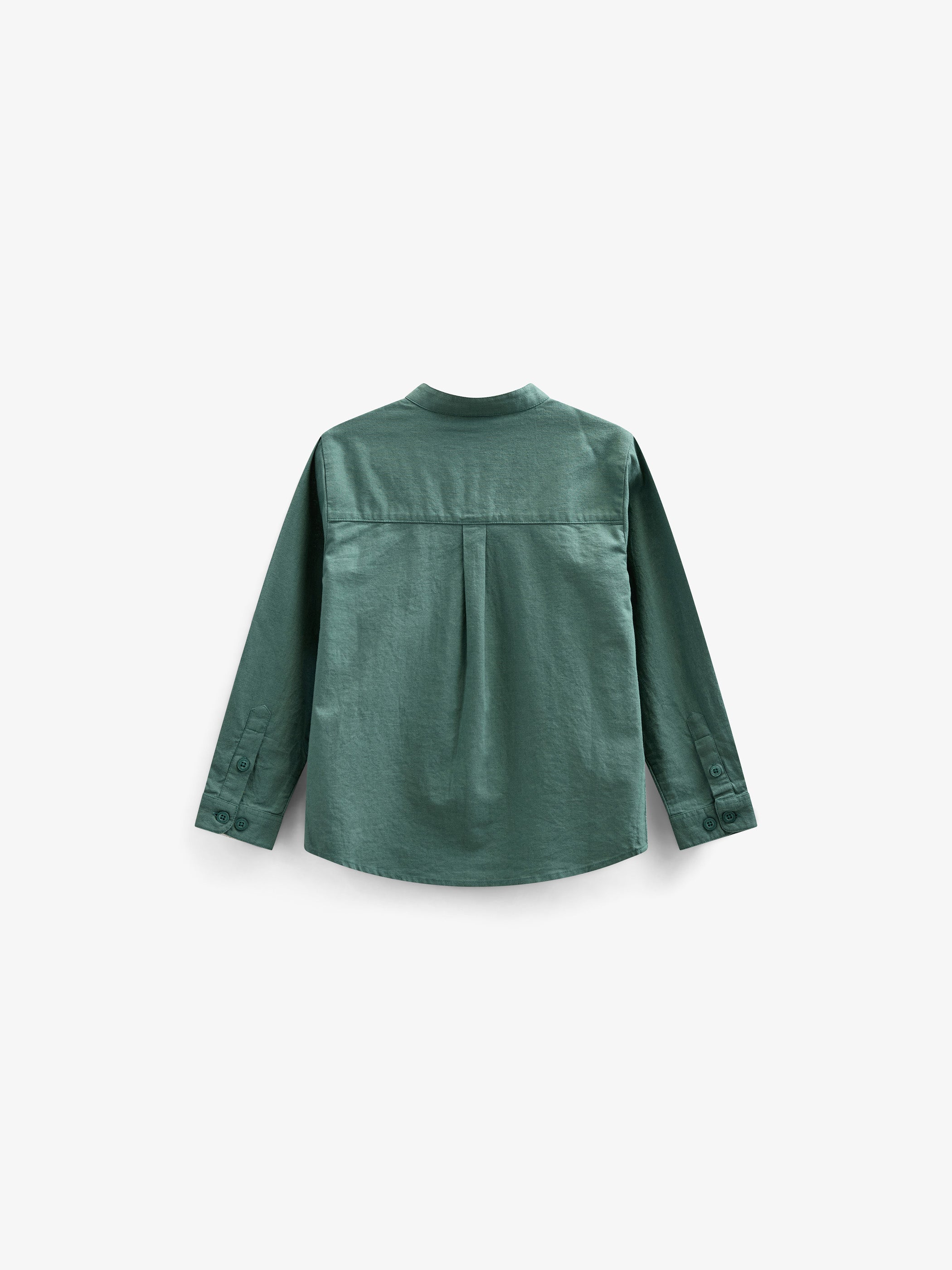 Linen Mix Mandarin Collar Shirt - Kids - Tropical Green | 101203 Lucca
