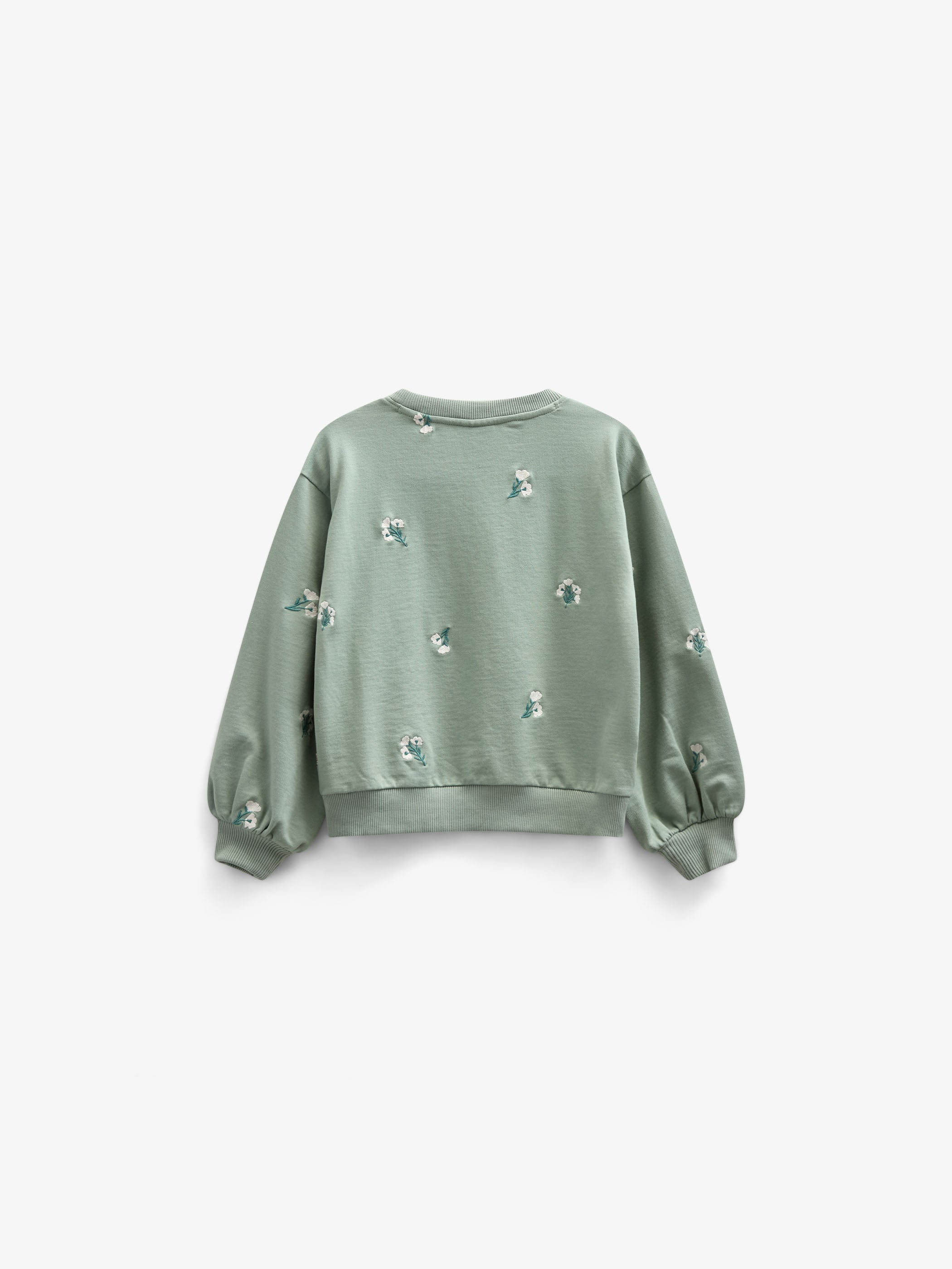 Embroidered Crewneck Sweatshirt - Tween - Dusty Green | 101212 Kimber