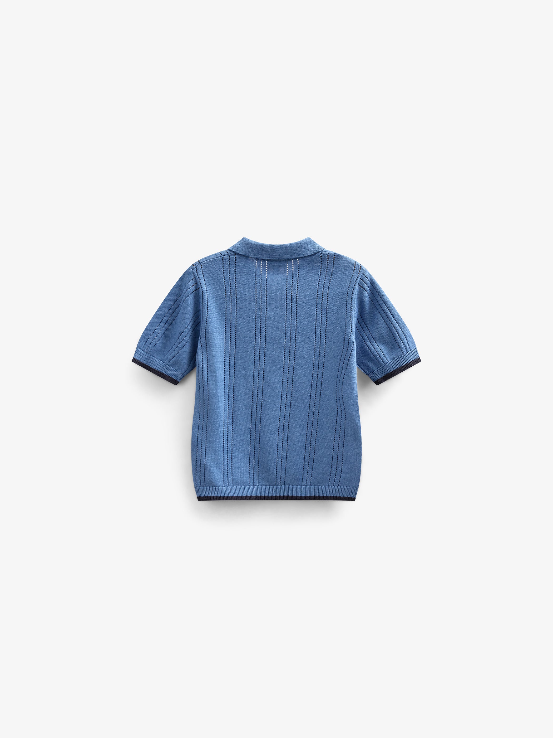 Blue knitted Polo - Kids - Dusty Blue | 101243 Dylan