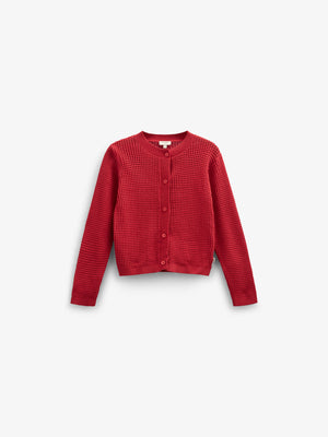 Cotton Knit Cardigan - Tween - Cherry Red | 101270 Katie