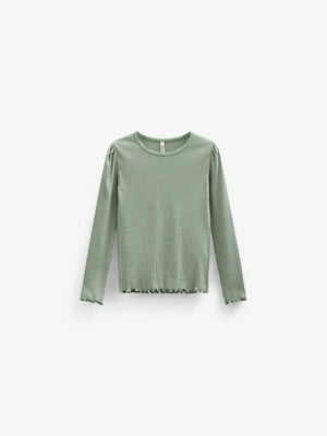 Modal Rib Long Sleeved T-shirt - Tween - Dusty Green | 101311 Lottie