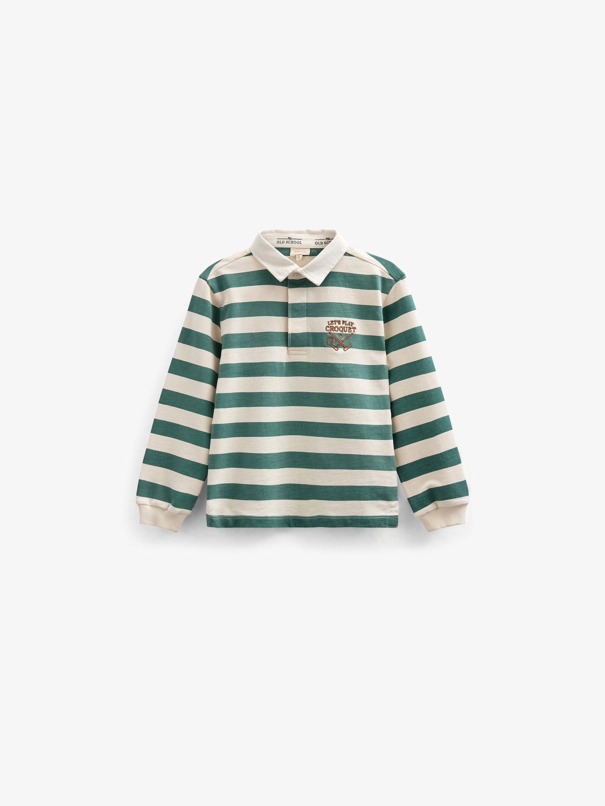Striped Polo Sweatshirt - Kids - Tropical Green/Offwhite | 101340 Marco
