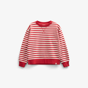 Striped Crewneck Sweatshirt - Kids - Cherry Red Stripe | 101342 Daniella