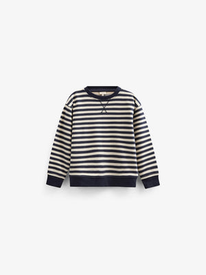 Striped Crewneck Sweatshirt - Kids - Navy Stripe | 101344 Cole