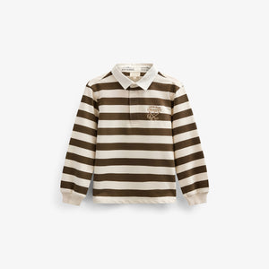 Striped Polo Sweatshirt - Kids - Dark Brown/Offwhite | 101397 Marco