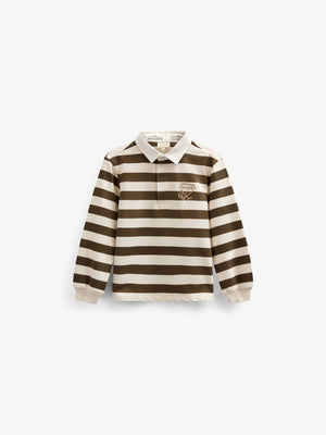 Striped Polo Sweatshirt - Tween - Dark Brown/Offwhite | 101398 Marco