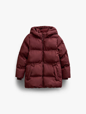 Winter Puffer Jacket with Drawstring - Kids - Bordeaux | 101415 Elenor
