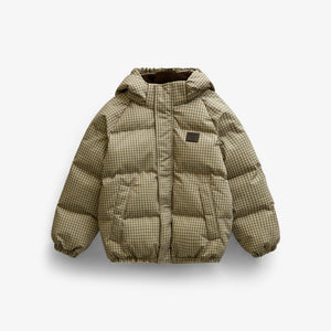 Checked Puffer Jacket - Kids - Brown | 101422 Riley