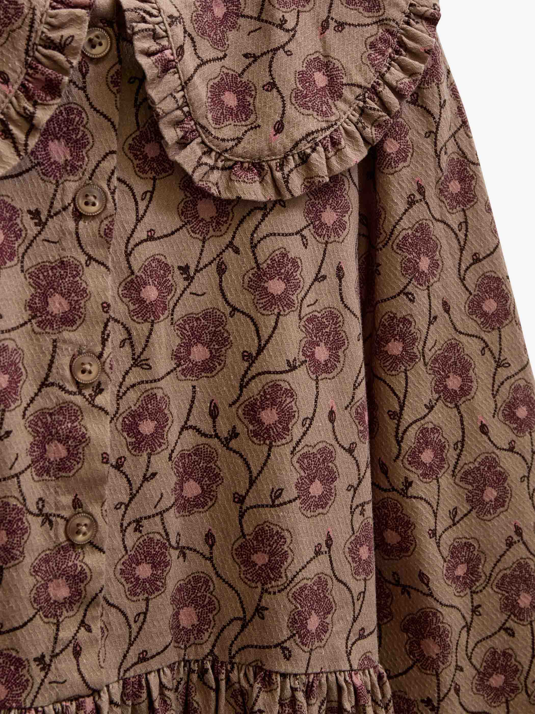 Floral Cotton Dress with Collar - Tween - Rose/Bordeaux | 101426 Nova