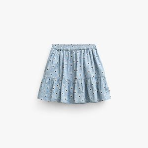 Floral Cotton Skirt - Kids - Blue/Brown | 101431 Nova