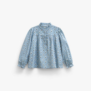 Floral Cotton Blouse - Kids - Blue/Brown | 101435 Nova