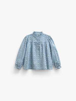 Floral Cotton Blouse - Kids - Blue/Brown | 101435 Nova