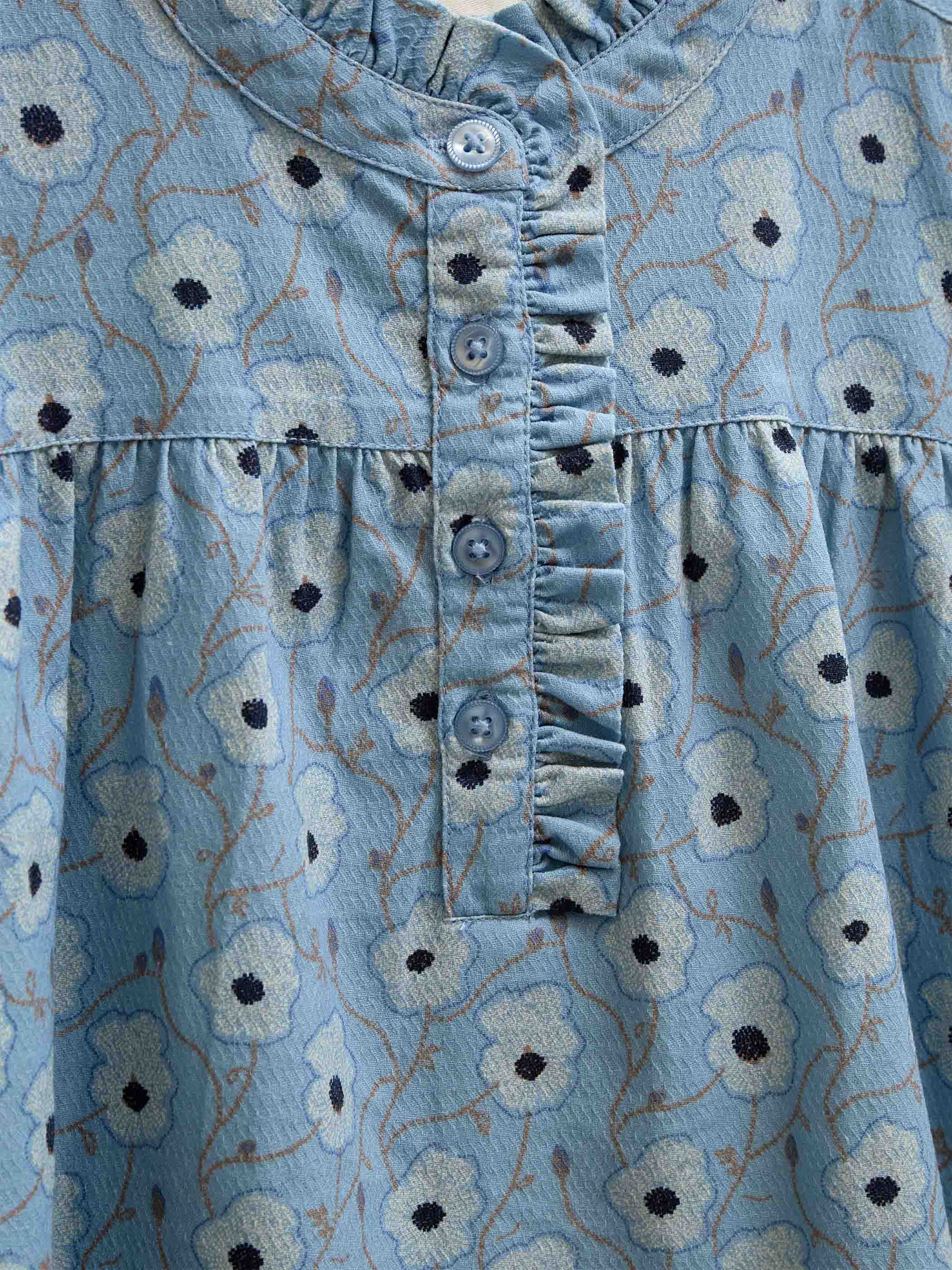 Floral Cotton Blouse - Tween - Blue/Brown | 101436 Nova
