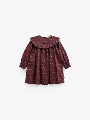 Ruffle Yoke Poplin Dress - Kids - Bordeaux Flowerprint | 101442 Julia