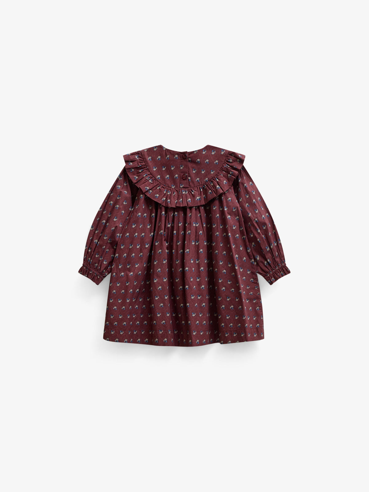 Ruffle Yoke Poplin Dress - Kids - Bordeaux Flowerprint | 101442 Julia
