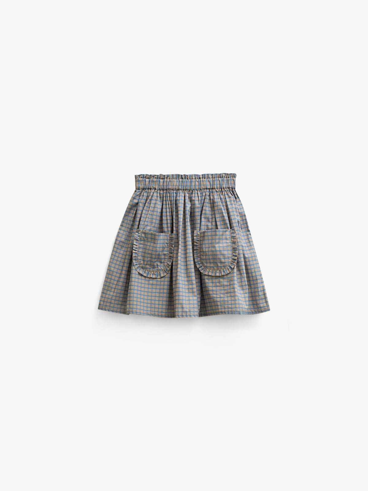 Frill Pocket Poplin Skirt - Tween - Blue Check | 101446 Julia