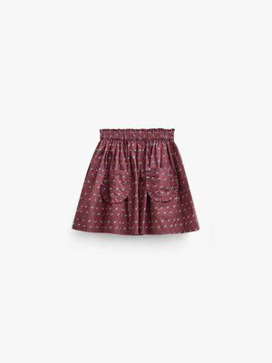 Frill Pocket Poplin Skirt - Tween - Bordeaux Flowerprint | 101448 Julia
