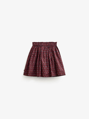 Frill Pocket Poplin Skirt - Tween - Bordeaux Flowerprint | 101448 Julia