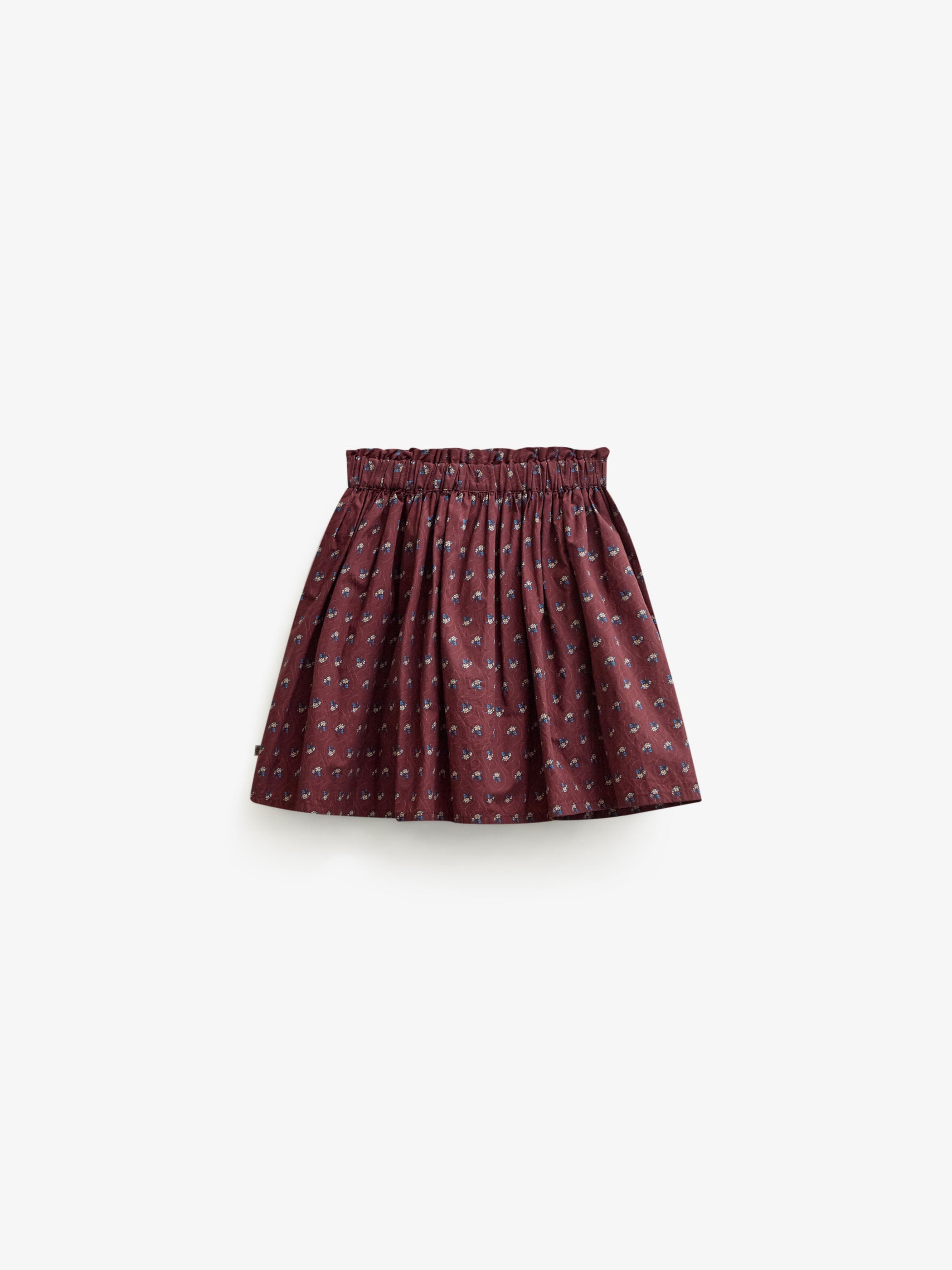 Frill Pocket Poplin Skirt - Tween - Bordeaux Flowerprint | 101448 Julia