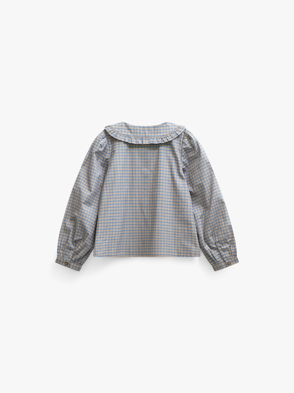 Frill Collar Poplin Blouse - Kids - Blue Check | 101451 Julia