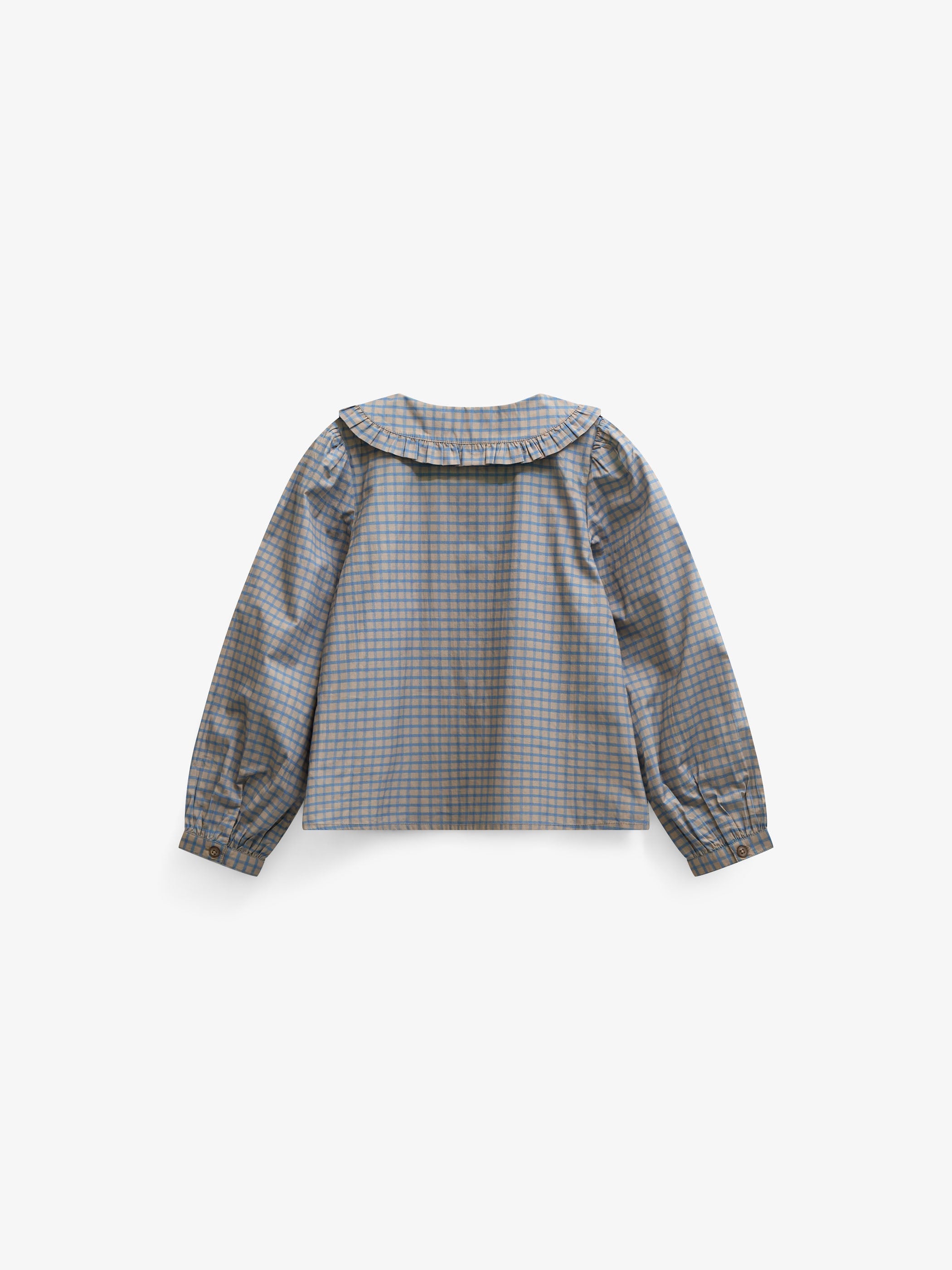 Frill Collar Poplin Blouse - Kids - Blue Check | 101451 Julia