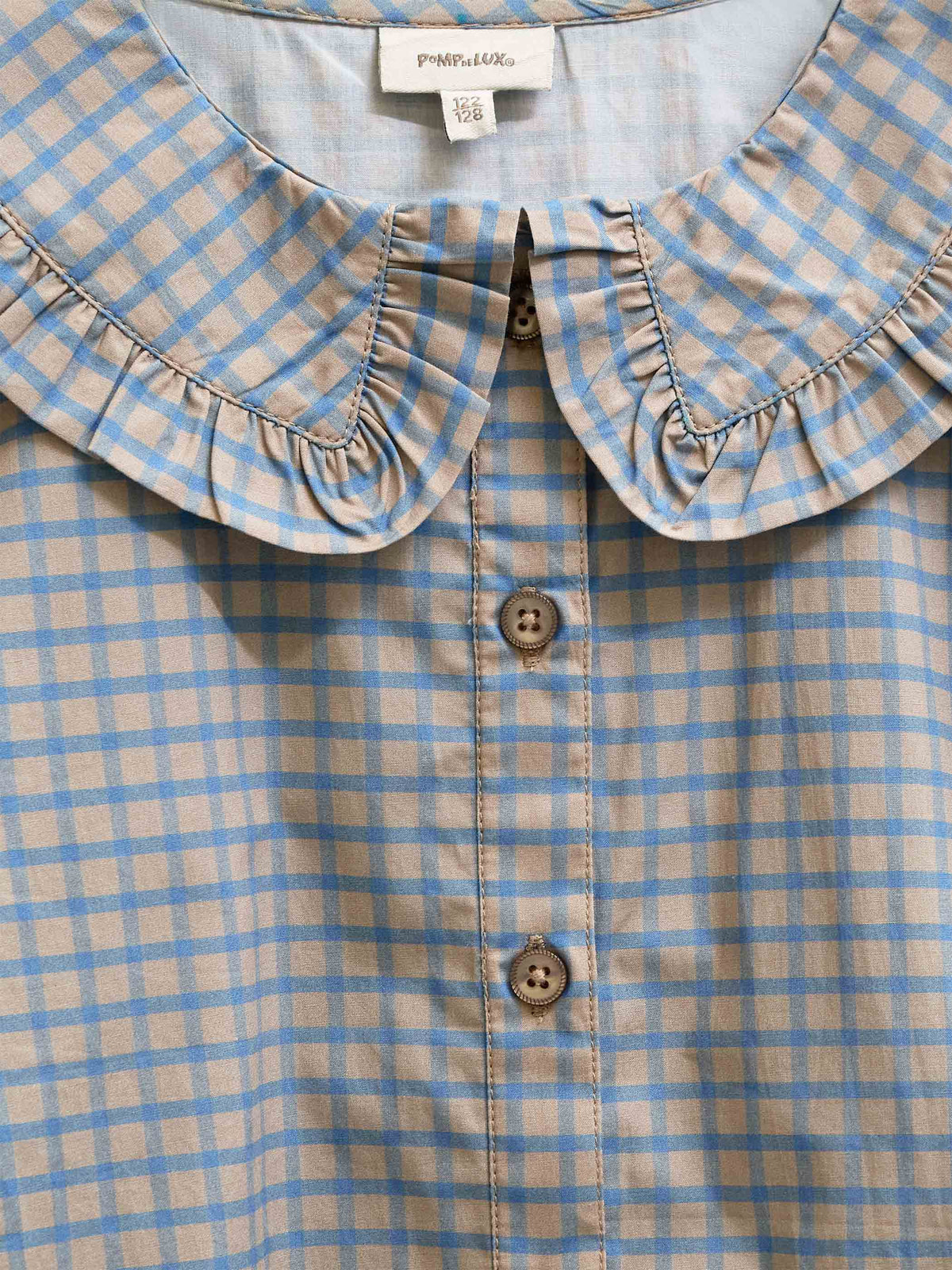 Frill Collar Poplin Blouse - Tween - Blue Check | 101452 Julia
