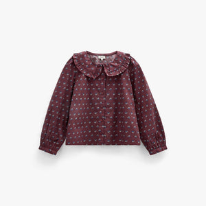 Frill Collar Poplin Blouse - Kids - Bordeaux Flowerprint | 101453 Julia
