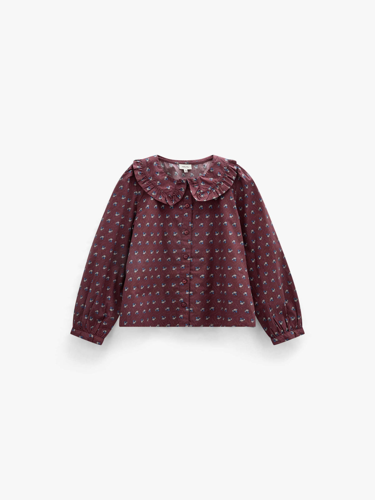 Frill Collar Poplin Blouse - Kids - Bordeaux Flowerprint | 101453 Julia