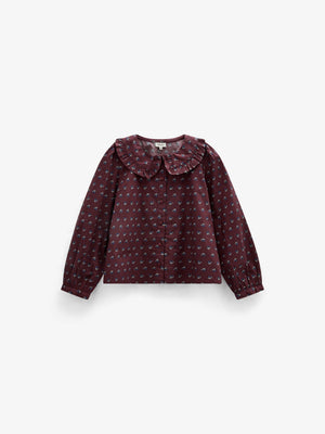 Frill Collar Poplin Blouse - Kids - Bordeaux Flowerprint | 101453 Julia