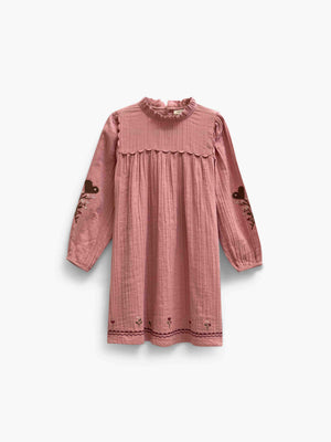 Cross-Stitch Double Gauze Dress - Tween - Dusty Rose | 101466 Laureen